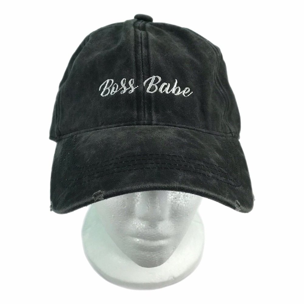 Torrid Womens Hat Cap Boss Babe Distressed Acid Wash Gray Black Adjustable